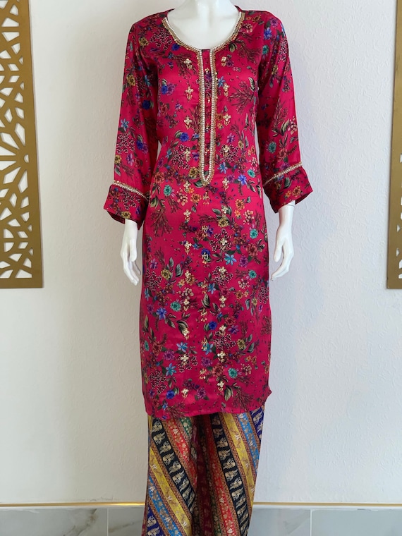 Pink Shamoss Silk Shirt & Trouser Set