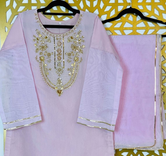 Agha Noor Pink Khaddi Net Shirt & Dupatta