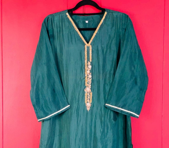 Agha Noor Dark Green Silk Kurta & Shalwar