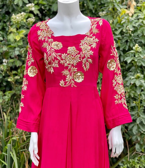 Agha Noor Pink Silk Maxi Dress