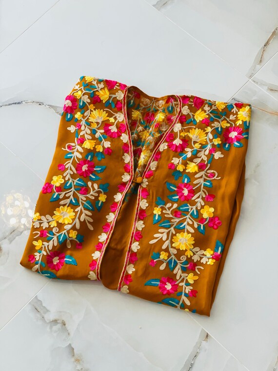 Mustard Embroidered Puncho/Cape Overall