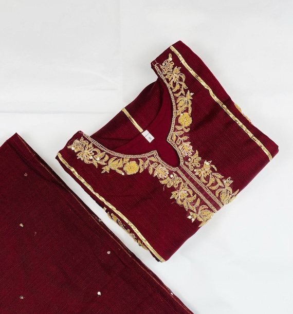 Agha Noor Burgundy Red Shirt & Dupatta