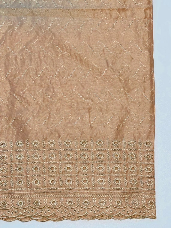 Beige Wide Leg Linen Embroidered Shalwar