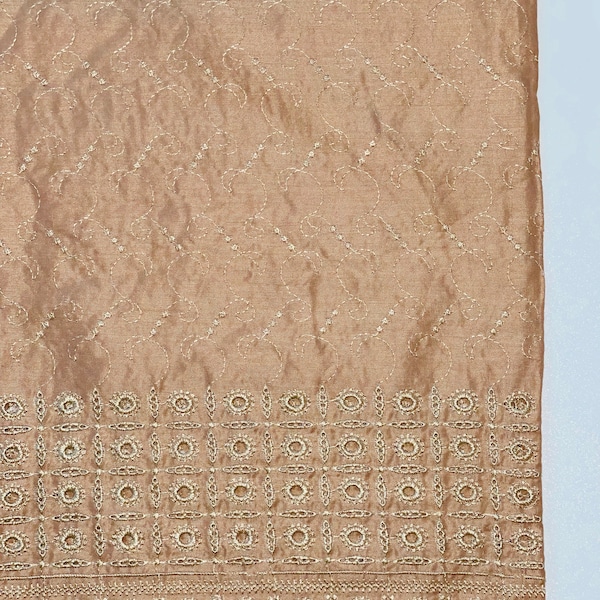 Beige Wide Leg Linen Embroidered Shalwar