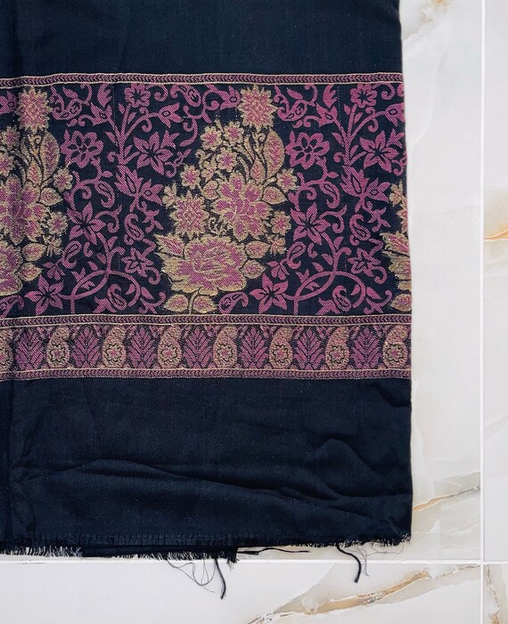 Autumn/Winter Black Embroidered Shawl