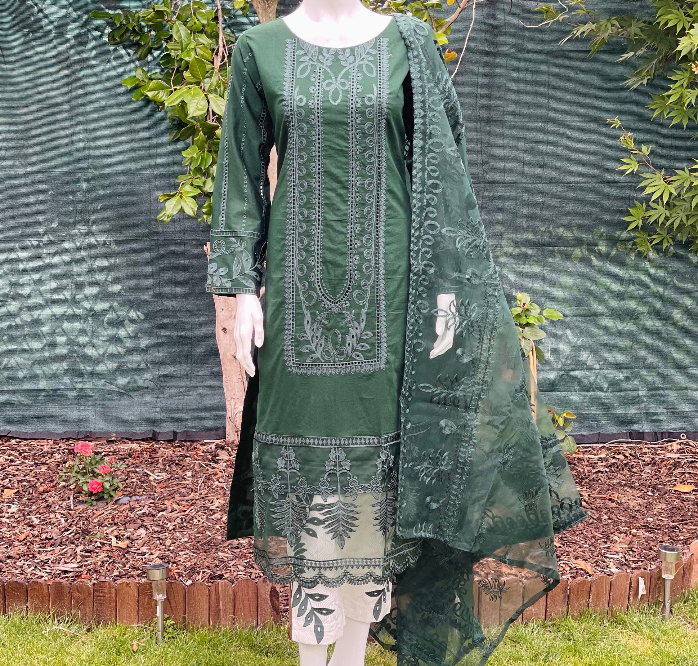 Light green top pakistani dress