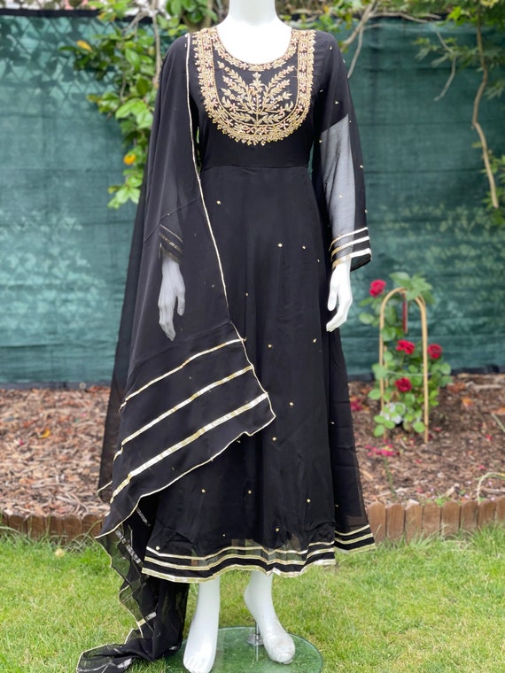 Agha Noor Black Chiffon Long Dress