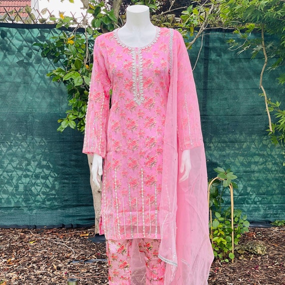 Pink Peony Embroidered Suit