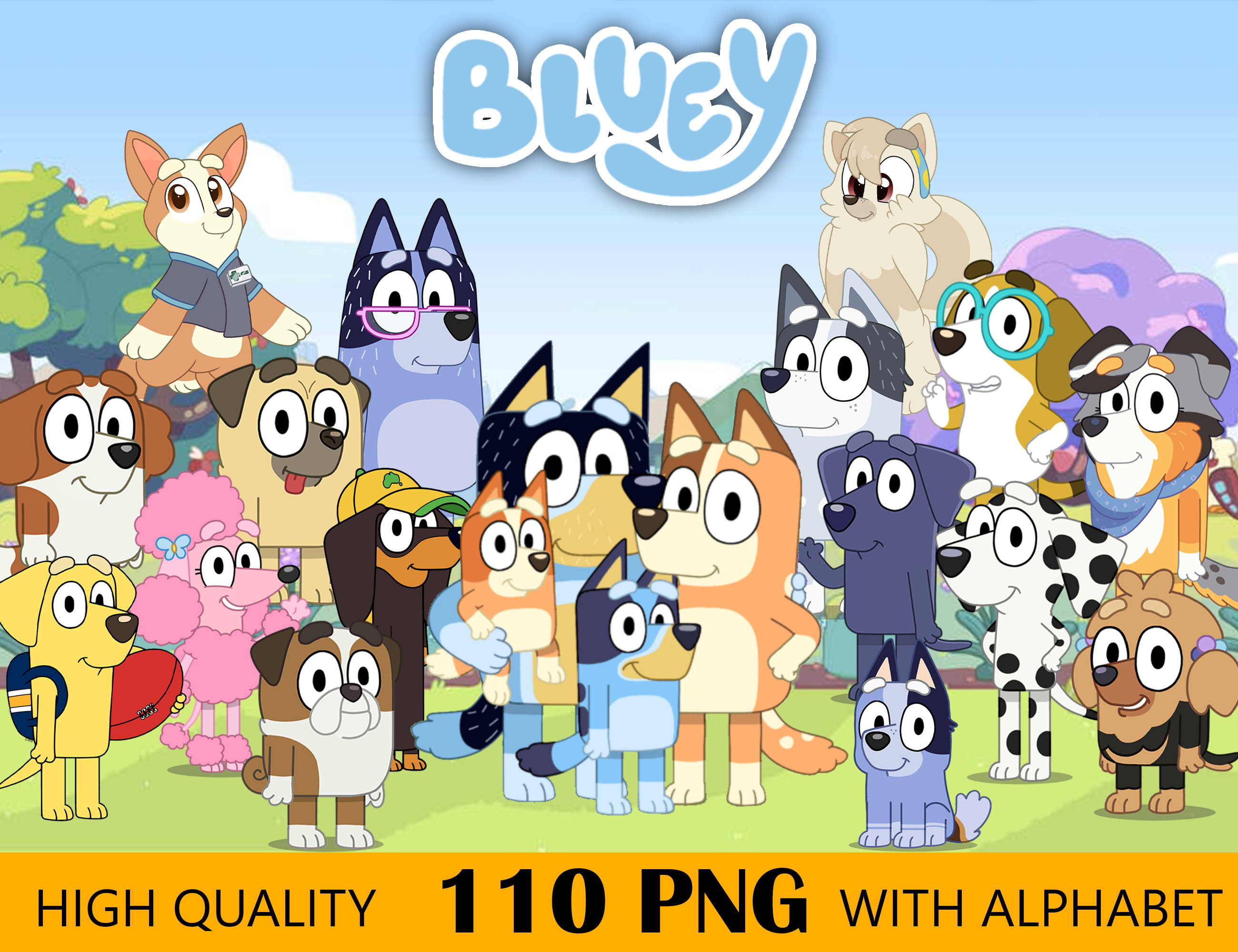 Bluey PNG Bluey Dog Clipart Blue Dog Family Bluey Font Etsy UK