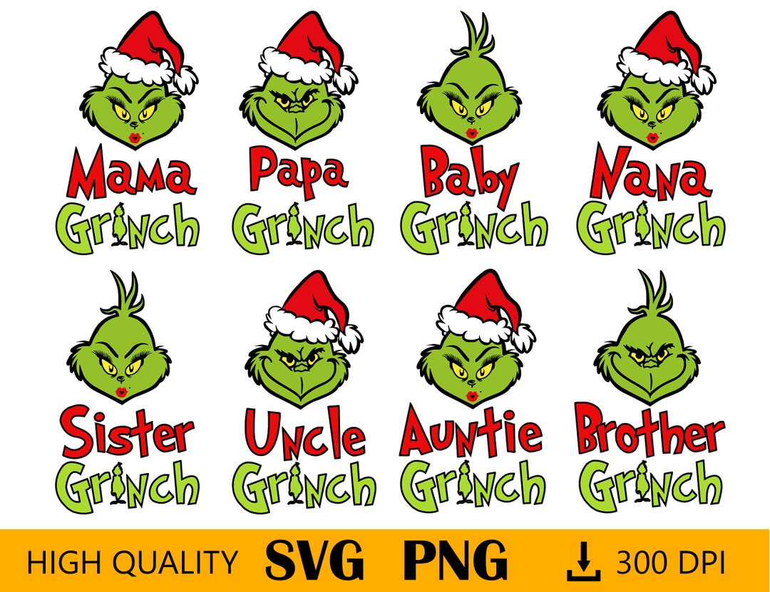 Grinch Family SVG Papa Grinch Mama Grinch Baby Grinch - Etsy Australia