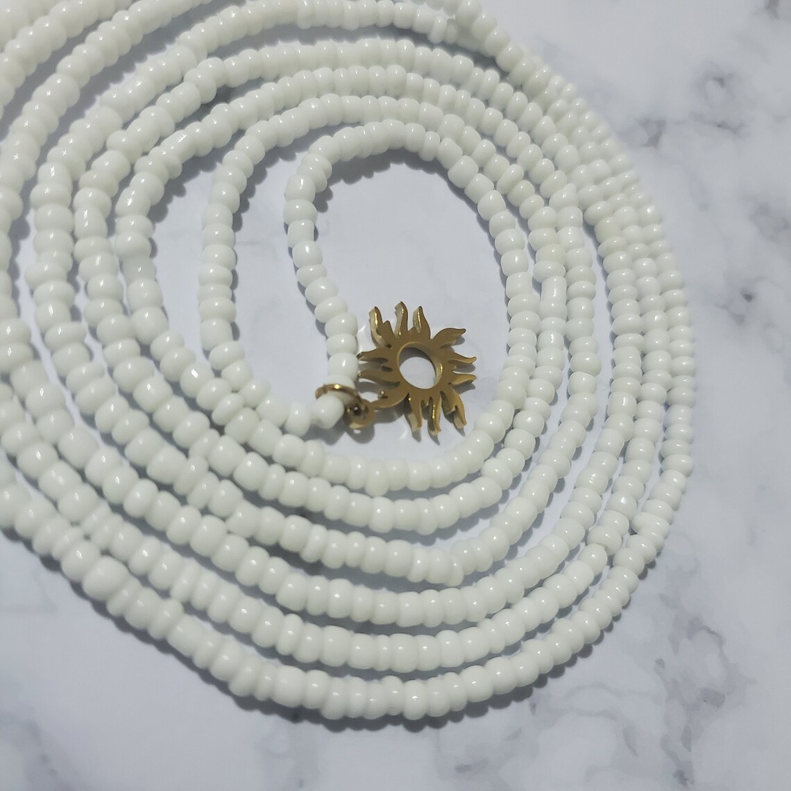 White Waist Beads White Waist Beads With Sun Charm Sun Waist Etsy