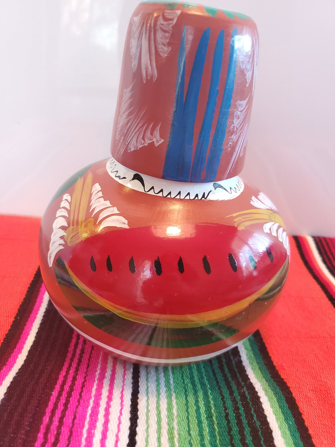 Handmade Mexican Ceramic Water Jug with Cup Etsy