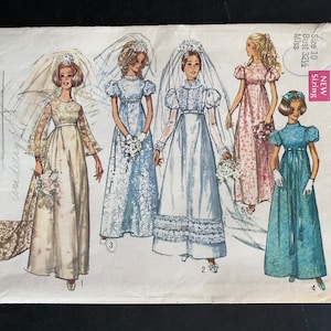 Simplicity 8589 Size 10 carefully cut and complete vintage wedding dress pattern