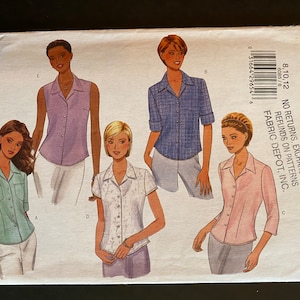 Butterick 6085 Size 8-10-12 Uncut and in brand new condition .Blouse pattern with five different views.