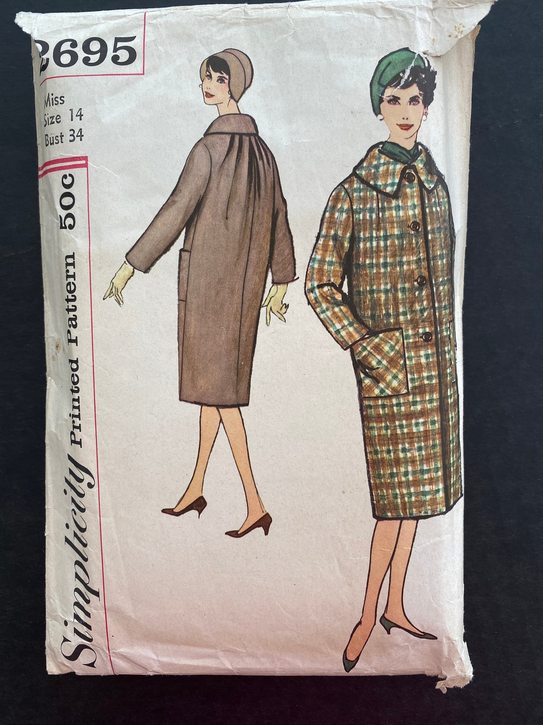 Strathmore Pattern 2695 Simplicity 2695 Size 14 Carefully Cut and Complete. Vintage Coat ...