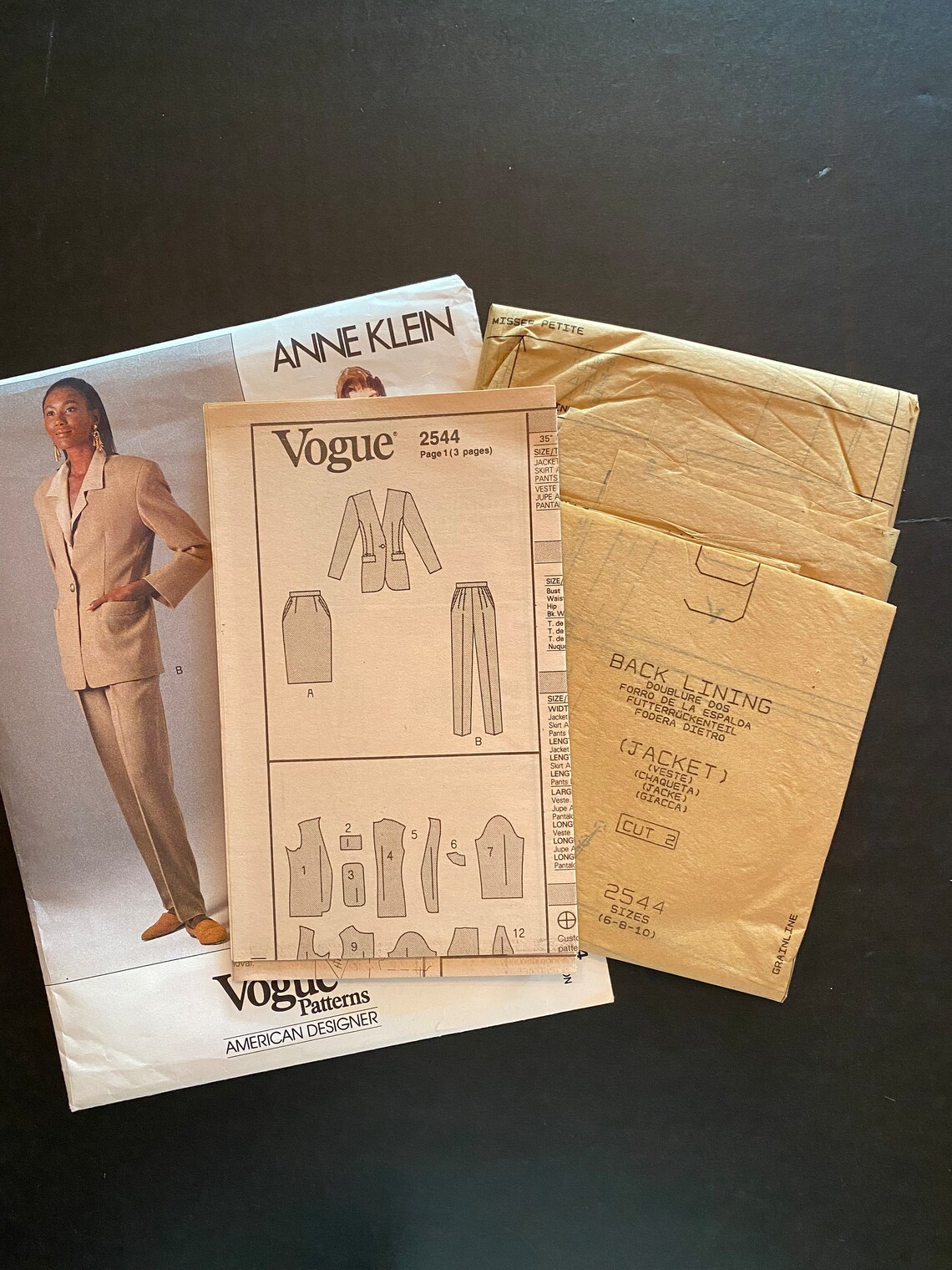 Vogue 2544 Anne Klein Suit Pattern, Size 6-8-10, Uncut - Etsy