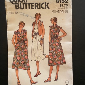 Butterick 6152 size 10 carefully cut and complete. Darling vintage dress and vest pattern