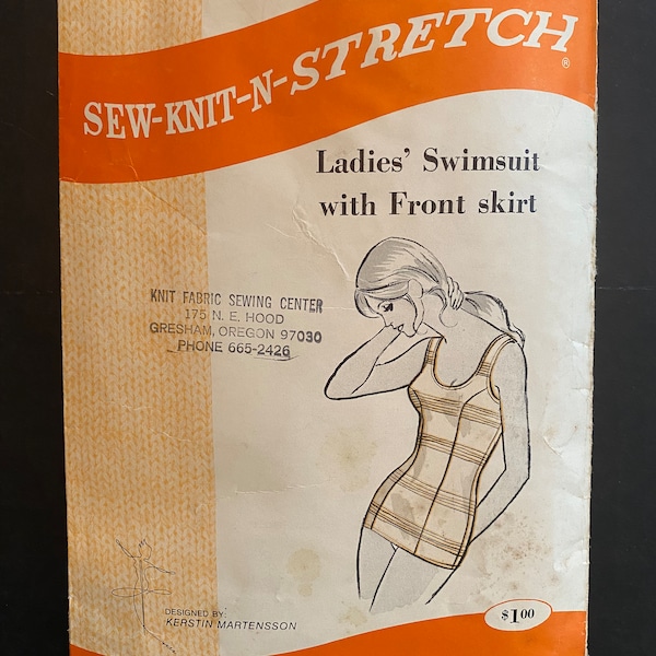 Sew-Knit-N-Stretch Vintage bathing suit pattern carefully cut and complete size 14.