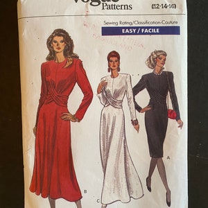 Vogue 7610 Size (12-14-16)  glamorous 80&quot;s style with three views. Carefully cut and complete.