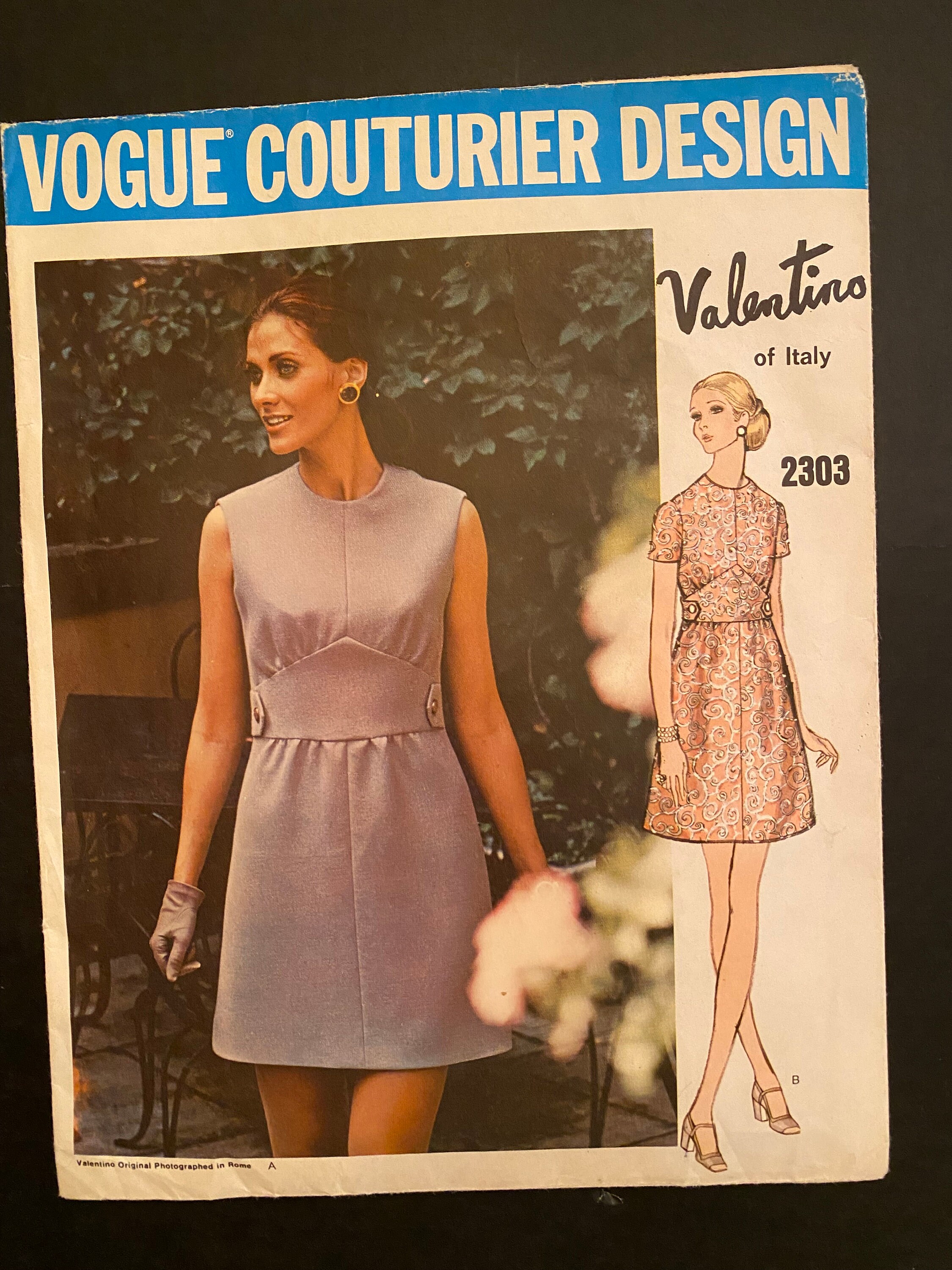 Patron De Robe Vogue Couturier Design 206 - Années 60 - Taille 16 FF Non Découpé