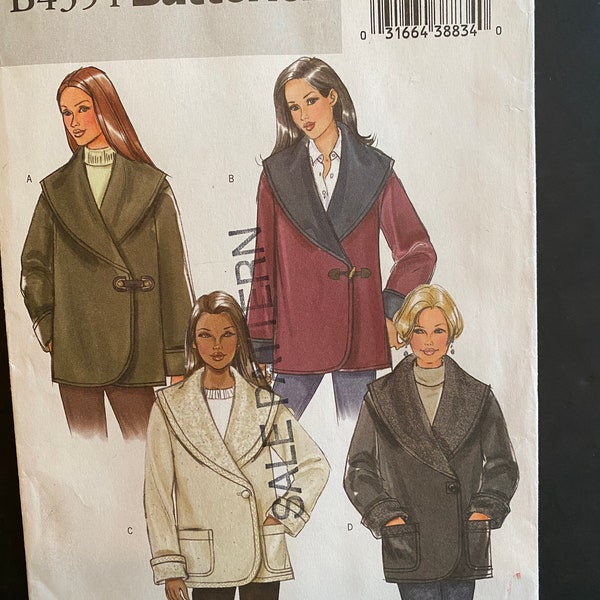 Butterick 4354 Size (xsm-s-m) uncut and in brand new condition darling casual coat with shawl collar detail