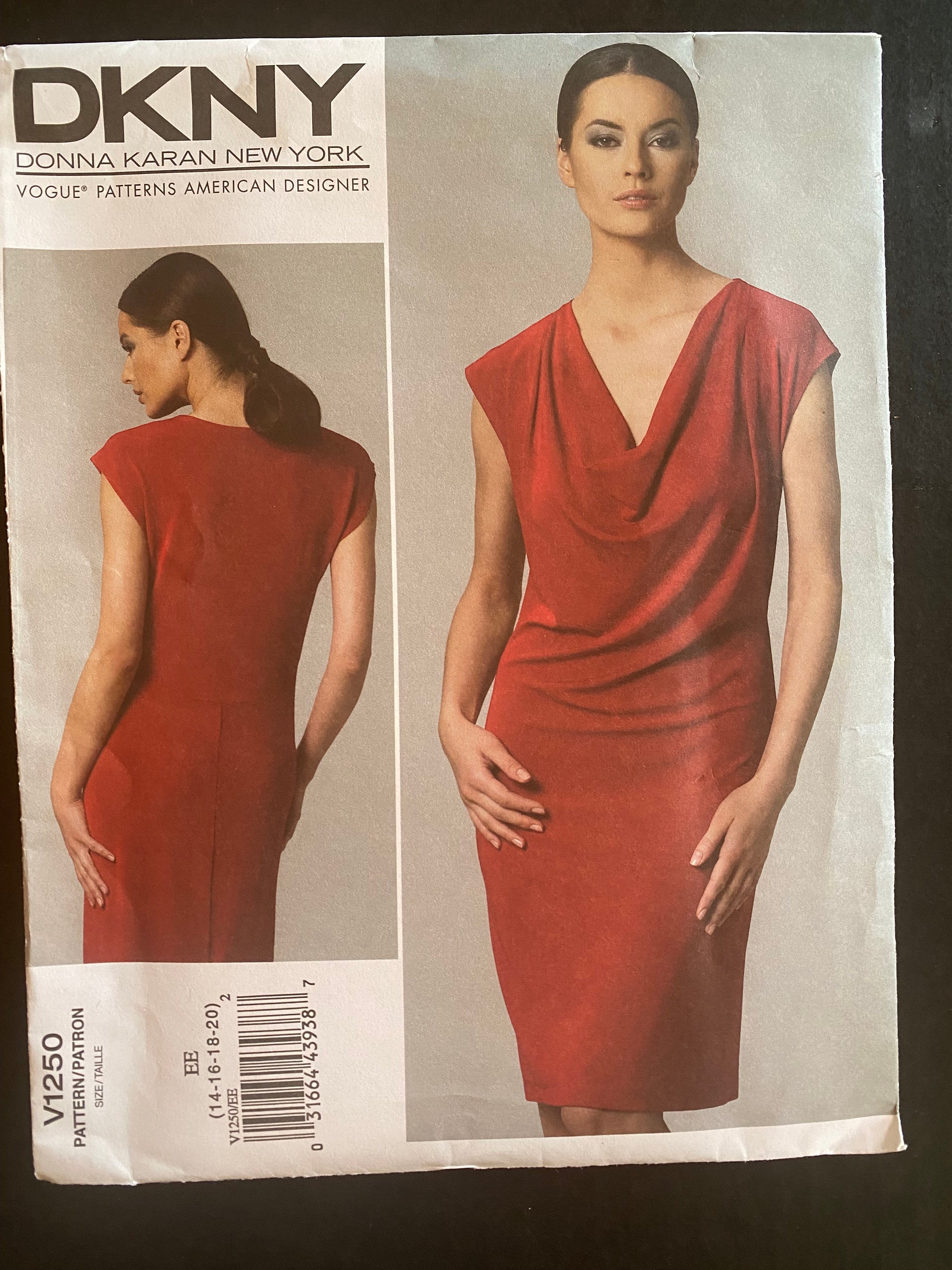 VOGUE 1573 Pattern American Designer DKNY DONNA KARAN Dresses Sz 8-10-12  Uncut