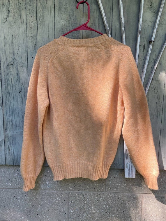 Size L//Vintage 80s 100% Peach Wool Sweater - image 2