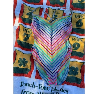 Late 70s/early 80s Cotton Rainbow Striped High Cut One Piece