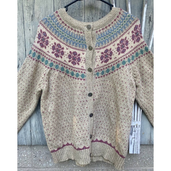 Size L//Vintage 1988 Eddie Bauer Wool Blend Cardigan Sweater