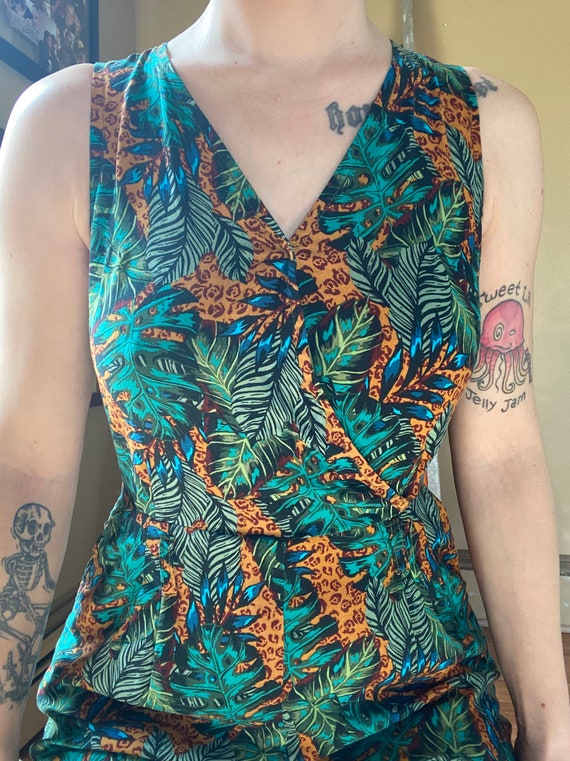 90s does 50s Rayon Jungle Jumpsuit - image 4