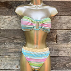 Size L//Vintage Y2K Pastel Striped La Blanca Bikini