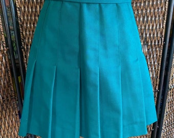Size M//Vintage Teal Green Pleated Preppy Tennis Mini Skirt