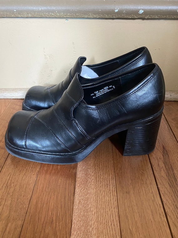 90s Chunky Platform Heels Black - image 1