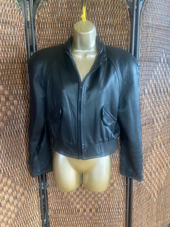 Size S//vintage 90s Cropped Leather Jacket - Etsy
