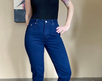80s High Waist Tapered Leg Indigo LA Blues Jeans
