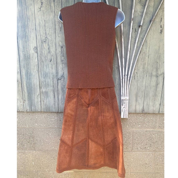 30" Waist, Size M//Vintage 70s Brown Suede and Cr… - image 2