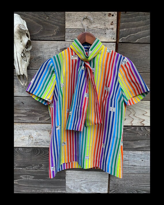 70s Psychedelic Rainbow Blouse