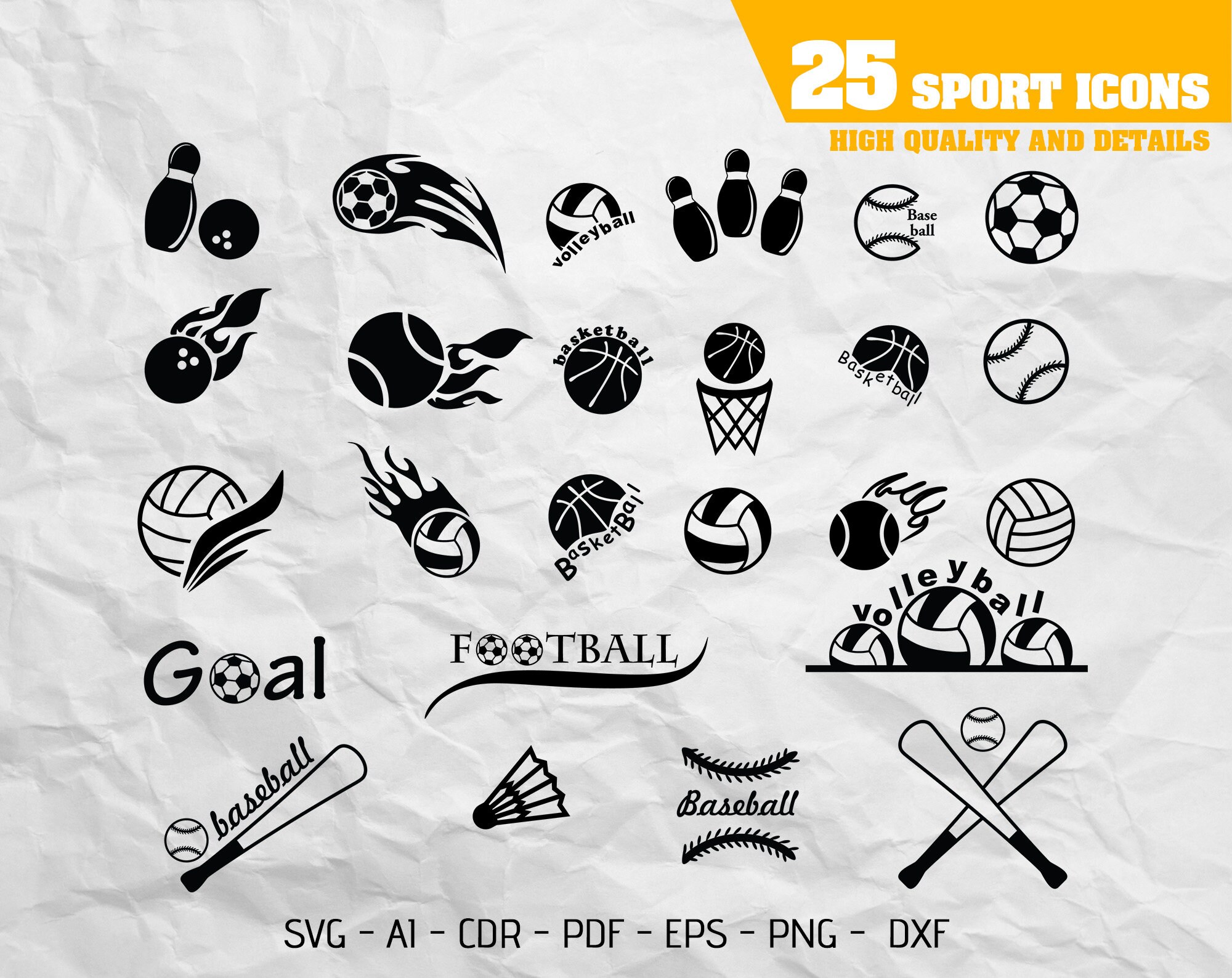 Sport Icons Bundle svg für Cricut Lasercut und Print Etsy