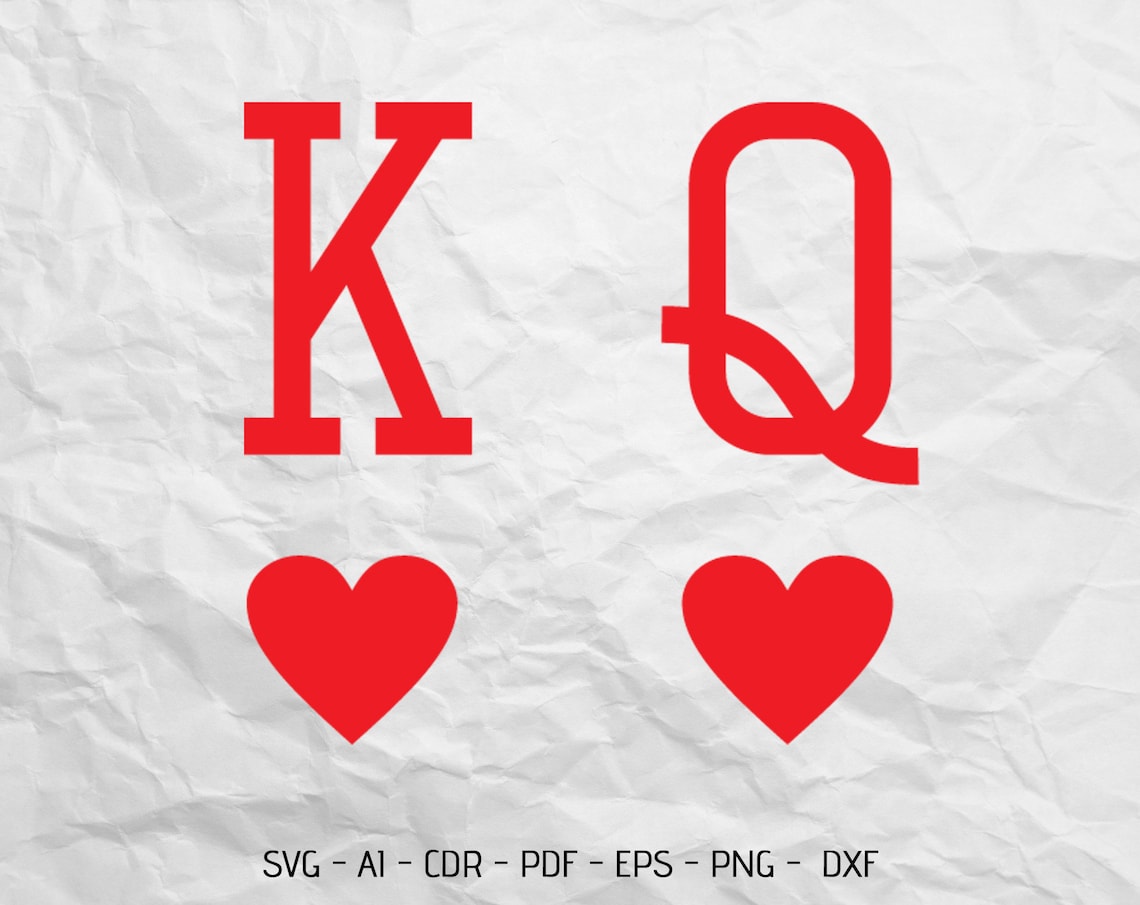 King and queen of hearts svg for Cricut Laser cut and Print Etsy