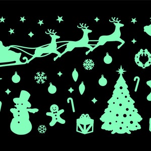 GLOPLAY "Merry Christmas" (40 stks/pak) verwijderbare muurstickers/glow-in-the-dark-stickers,