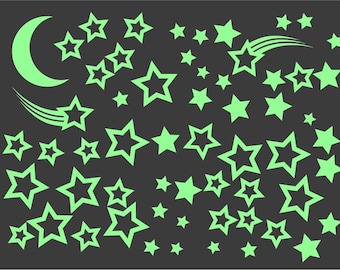 GLOPLAY "Set Noche Estrellada para Todos los Días", Adhesivos de Pared Removibles/Pegatinas que Brillan en la Oscuridad