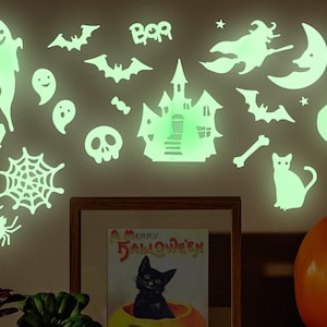 GLOPLAY &quot;Halloween Town&quot; (40pcs/pack) Removable Reusable Wall Decals/Glow-in-the-dark Stickers,