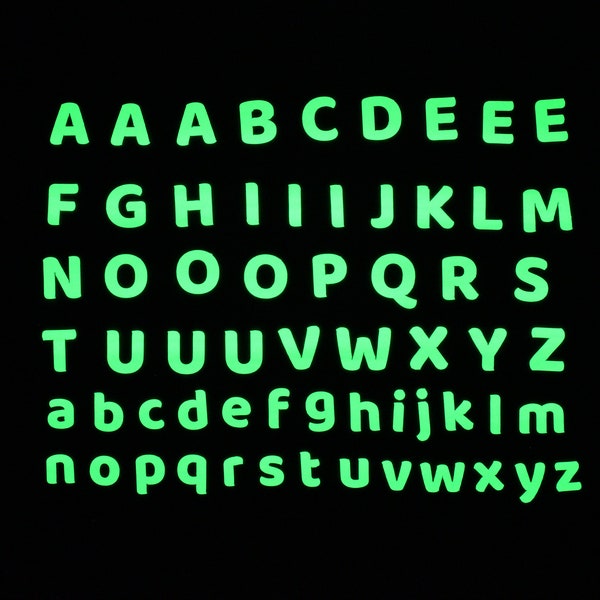 GLOPLAY Removable Reusable Wall Decals/Glow-in-the-dark Stickers, Alphabet Letters (62pcs/pack)