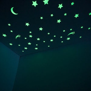 GLOPLAY Removable Reusable Wall Decals/Glow-in-the-dark Stickers, Starry Night (48pcs/pack)