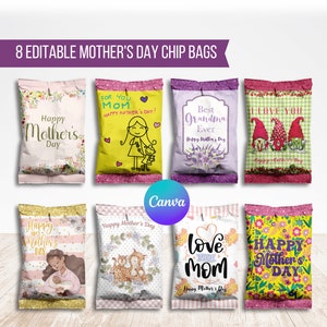 Mothers Day Chip Bag Template, Mom Party Favors, Best Grandma Ever, Instant Download