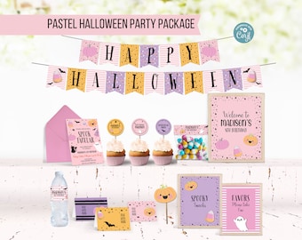 Pink Halloween Party Decorations: Printable Party Kit