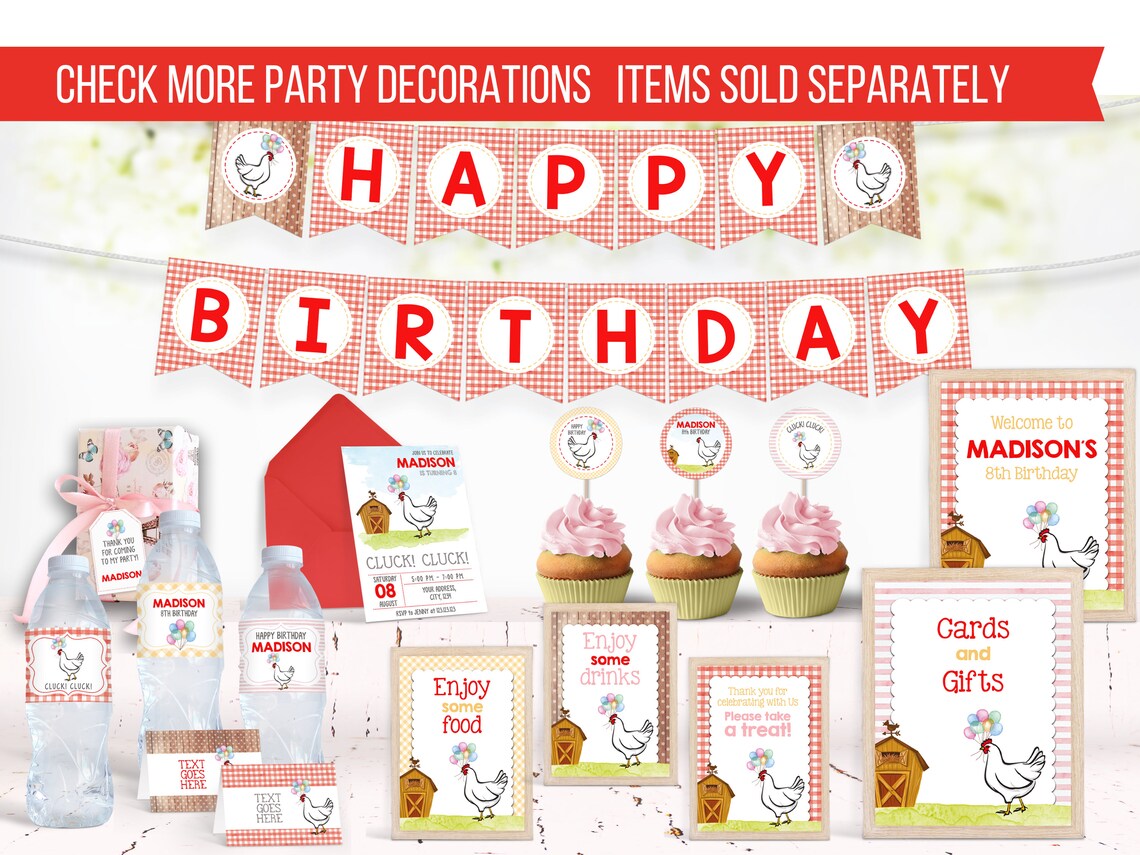 Chicken Birthday Party Invitation Barnyard Party Invite - Etsy
