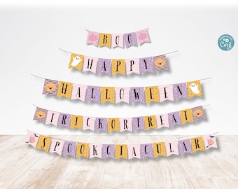Pink Halloween Banner Printable: Pastel Halloween Garland (Digital Download)