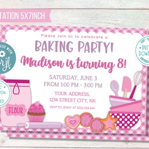 Baking Birthday Party Invitation, Personalized Printable Invite for ...