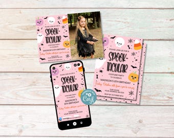 Pink Halloween Party Invitation, Printable Spooky Invite